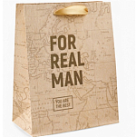 Пакет подарочный крафтовый, упаковка, «For real man», MS 18 х 23 х 10 см