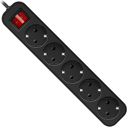 Сетевой удлинитель  3.0м DEFENDER G530 5 розеток, с/з, 10А, черный