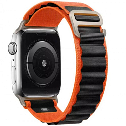 Тканевый ремешок MUTURAL ALPINE LOOPBACK SERIES для Apple Watch 42-49мм черно-оранжевый