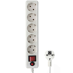 Сетевой фильтр  5.0м ГАРНИЗОН EHLW-3, белый, 5 розеток, 10А, ур.защиты 4, коробка