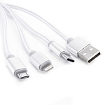 Кабель USB <--> Type-C/microUSB/Lightning  1.0м АТОМ серебряный