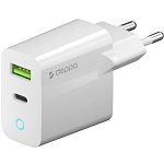 Сетевое ЗУ 1USB/1Type-C DEPPA белый, 20W, PD 3.0, QC 3.0 (11398)