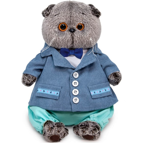 Мягкая игрушка Басик в голубом пиджаке , 19 см