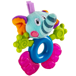 Игрушка погремушка-прорезыватель Mioshi "Чудесный зверёк" (13 см, сини-голубой)