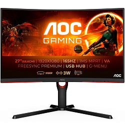 Монитор игровой 27" AOC C27G3U (1080P/ 165Hz) Black-Red