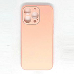 Задняя накладка AKSS для iPhone 13 Pro, розовый, "имитация бархатное стекло"