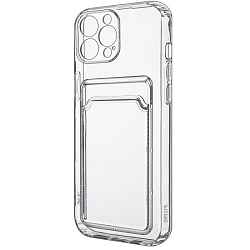 Силиконовый чехол Clear Card для iPhone 12 Pro Clear Card прозрачный с карманом для пластиковых карт