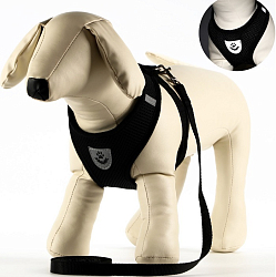 Комплект амуниции с мягкой шлейкой и светоотражающей нашивкой, L, ОШ 33 см, ОГ 36-48 см, чёрный