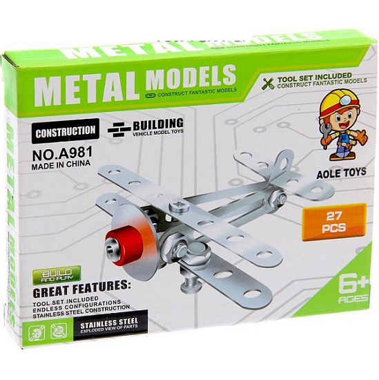 Конструктор металлический «Самолётик», 27 деталей