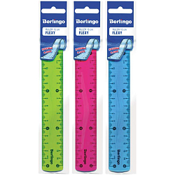 Линейка 15см, Berlingo "Flexy", пластиковая, гибкая, ассорти, PR_10015
