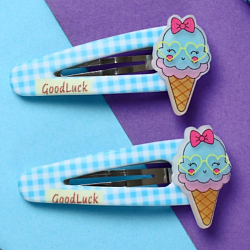 Невидимка для волос "Абель" (набор 2 шт) объемный, мороженки, 5 см, голубой 6911701