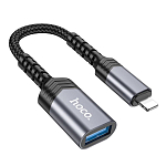 Переходник OTG HOCO UA24 Metal Grey, Lightning