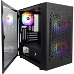 Корпус 1STPLAYER DK D3-B Black / mATX / 1x120mm & 2x140mm LED fans inc. / D3-B-BK-2F1P-1F1