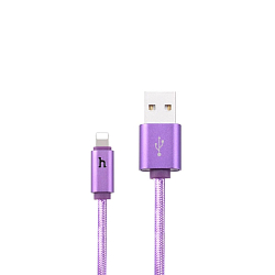 Кабель USB <--> Lightning  1.2м HOCO UPL12 Metal Jelly плоский, фиолетовый, 2.1A