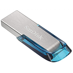 USB 64Gb SanDisk CZ73 Ultra Flair серебряный, с синей вставкой