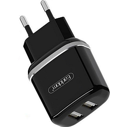 Сетевое ЗУ 2USB 2.4A EARLDOM ES-143, Type-C, чёрный