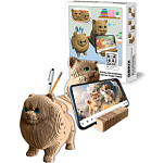 Картонный 3D конструктор QBRIX Шпиц органайзер и котик-подставка