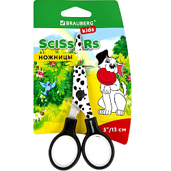 Ножницы BRAUBERG KIDS 130 мм "Далматин", чёрно-белые
