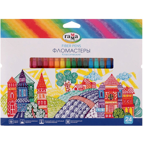 Фломастеры 24 цвета, "Гамма" "Классические"