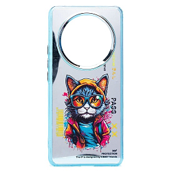 Задняя накладка PC092 для Honor X9b (кот) (transparent)