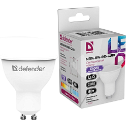 Лампа светодиодная DEFENDER MR16 8W/6500K/GU10 софит холодный дневной (10/100)