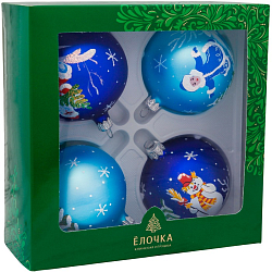 Ёлочные игрушки «В гостях у сказки» d=7.5 см (набор 4 шт.)