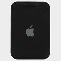 Кошелек для карт iPhone Silicone Wallet MagSafe с лого (№14  Черный)