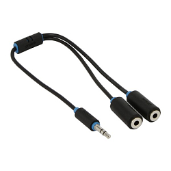Разветвитель Jack 3.5 <--< 2*Jack 3.5  0.33м JET.A JA-AC04 чёрный