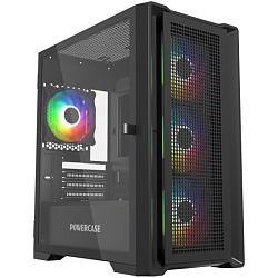 Корпус POWERCASE Alisio Micro X4B V2, Tempered Glass, 4х 120mm ARGB fans, ARGB HUB, чёрный, mATX  (CAMCXB-A4)