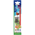Карандаши цветные Berlingo "SuperSoft. Жил-был кот", 06цв., трехгран., заточен., картон, SS00506