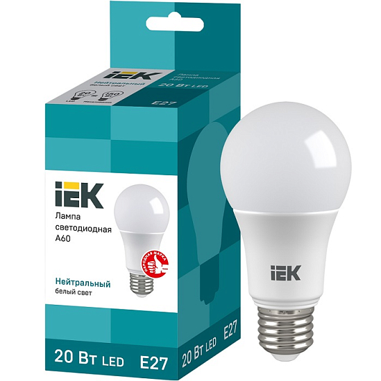Лампа светодиодная IEK ECO A60 20W/4000K/E27