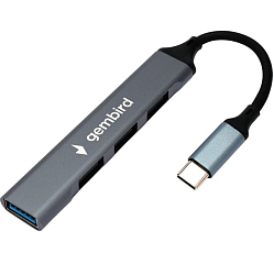 USB-Хаб GEMBIRD UHB-C202, алюминий, USB3.0, 3xUSB2.0, кабель Type-C 10см