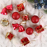 Набор украшений пластик 11 шт "Лавра" (3 подарка, 2 колокол, 3 шара, 3 барабана) микс 730240