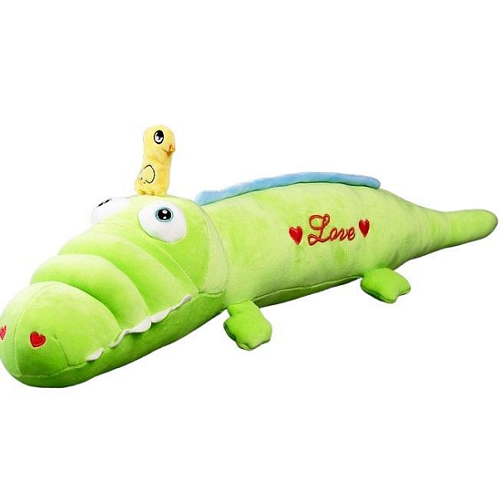 Мягкая игрушка-подушка «Крокодил с уточкой», 65 см, цвет зелёный