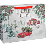 Пакет новогодний крафтовый «Новогодняя история», L 40×31×11.5 см