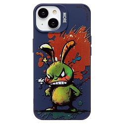 Задняя накладка SC335 для iPhone 13/14  (заяц) (dark blue) (233106)