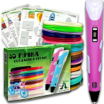 Ручка 3D AmazingCraft, ABS 6 цветов + PLA 6 цветов по 10 м, трафареты 10 шт, цвет розовый   9511960