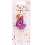 Свеча для торта "Корона", цифра "4", 5,5 см, на шпажке