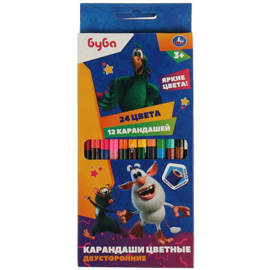 Цветные карандаши БУБА двусторонние, 24цв (12 шт.) 329577