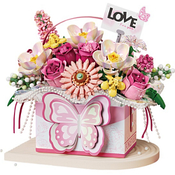 Конструктор LOZ 1967_MK Бабочка в букете розовых цветов