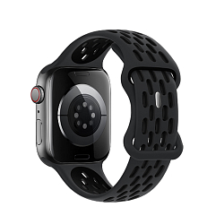 Силиконовый ремешок HOCO WA19 для APPLE Watch 42/44/45/49мм двухцветный, чёрный