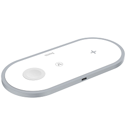 Беспроводное ЗУ HOCO CW24, Handsome 3-in-1, белое, QC3.0