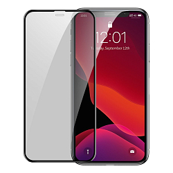 Противоударное стекло FULL Glass для iPhone 12 Mini черное, полный клей