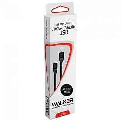 Кабель USB <--> microUSB  1.0м WALKER C320 плоский черный