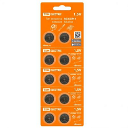 Элемент питания TDM AG10/LR1130 BP-10 (1/200/4000)