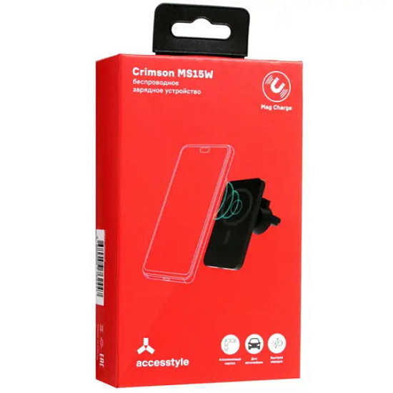 Автомобильный держатель ACCESTYLE Crimson MS15W черный, с БП зарядкой