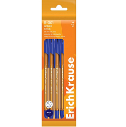 Набор ручек шариковых 4 шт, ErichKrause, R-301 Stick Amber узел 0.7 мм, синяя 10554909