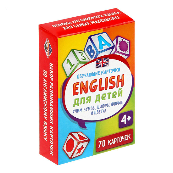 Настольная развивающая игра «English для детей», 70 карт