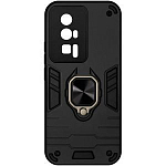 Силиконовый чехол DF для Xiaomi Poco F5 Pro DF poArmor-01 (black) с пластиной для магнитного держателя и кольцом
