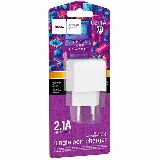 Сетевое ЗУ 1USB 2.1A HOCO CS11A Ocean, белый